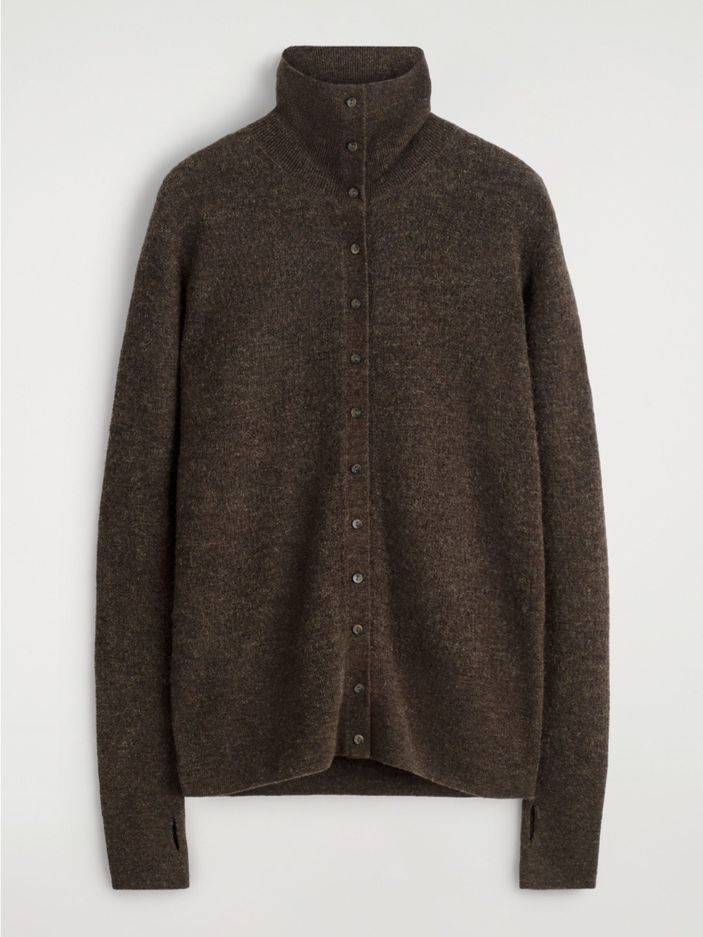 COS Brown High-Neck Button Cardigan